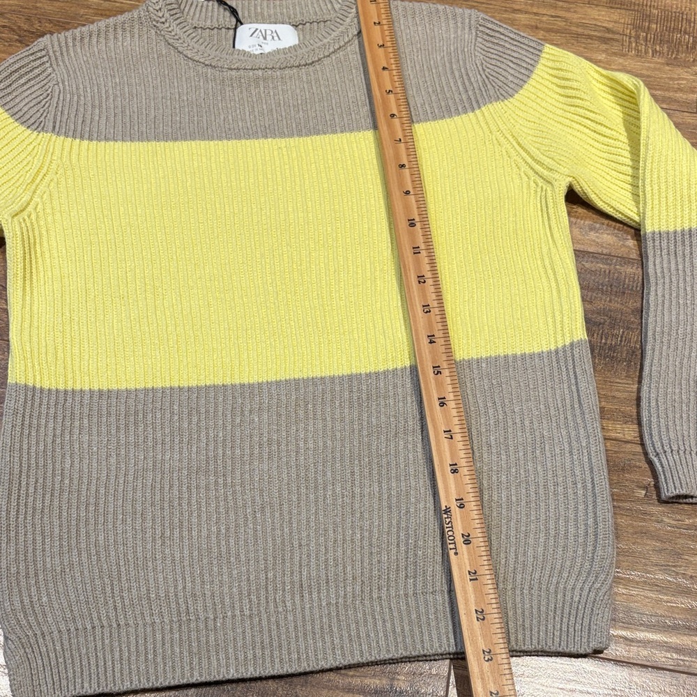 Zara Girls crew neck knit style Sweater in Yellow and Tan new with tags - Picture 3 of 6
